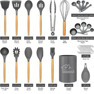 Kitchen Cooking Utensils Set, 33 pcs Non-Stick Silicone Cooking Kitchen Utensils